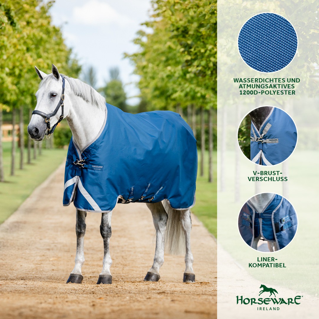 Capa Horseware Ionic Therapy Turnout 100g Bleu imperial / argent /Marine Azul