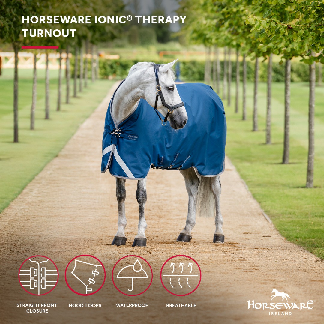 Capa Horseware Ionic Therapy Turnout 100g Bleu imperial / argent /Marine Azul