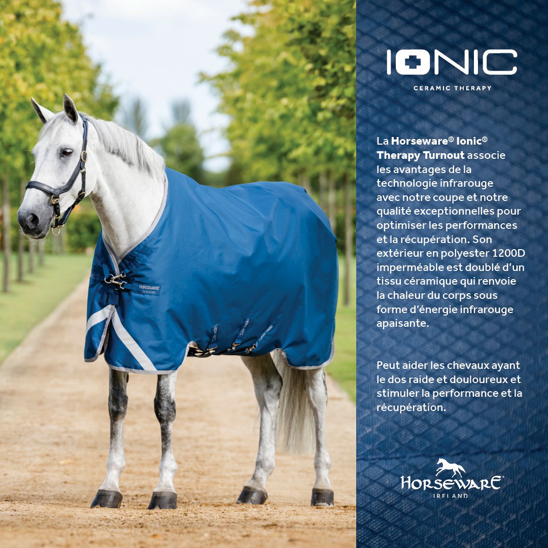 Capa Horseware Ionic Therapy Turnout 100g Bleu imperial / argent /Marine Azul