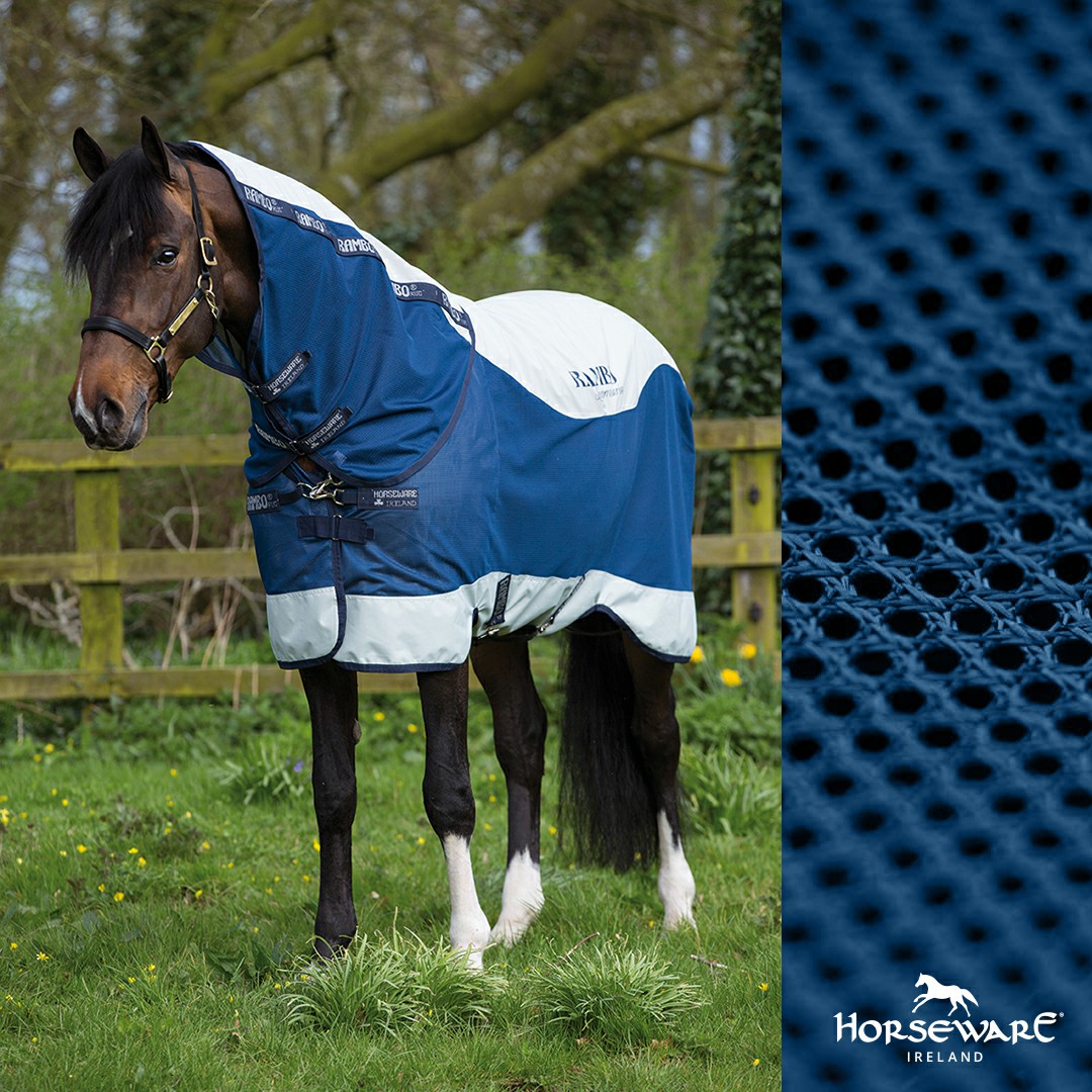 Capa Horseware Rambo Summer Series V-Front Marinho / cinza Azul