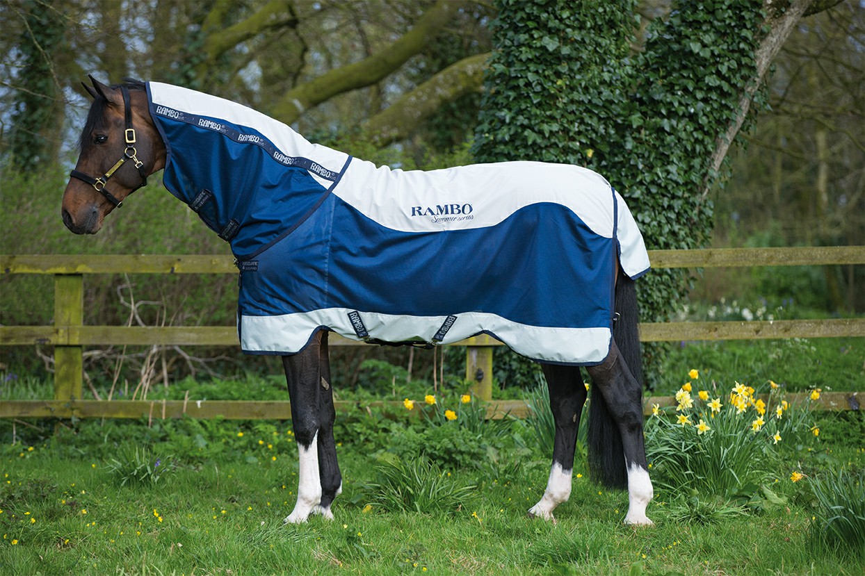 Capa Horseware Rambo Summer Series V-Front Marinho / cinza Azul