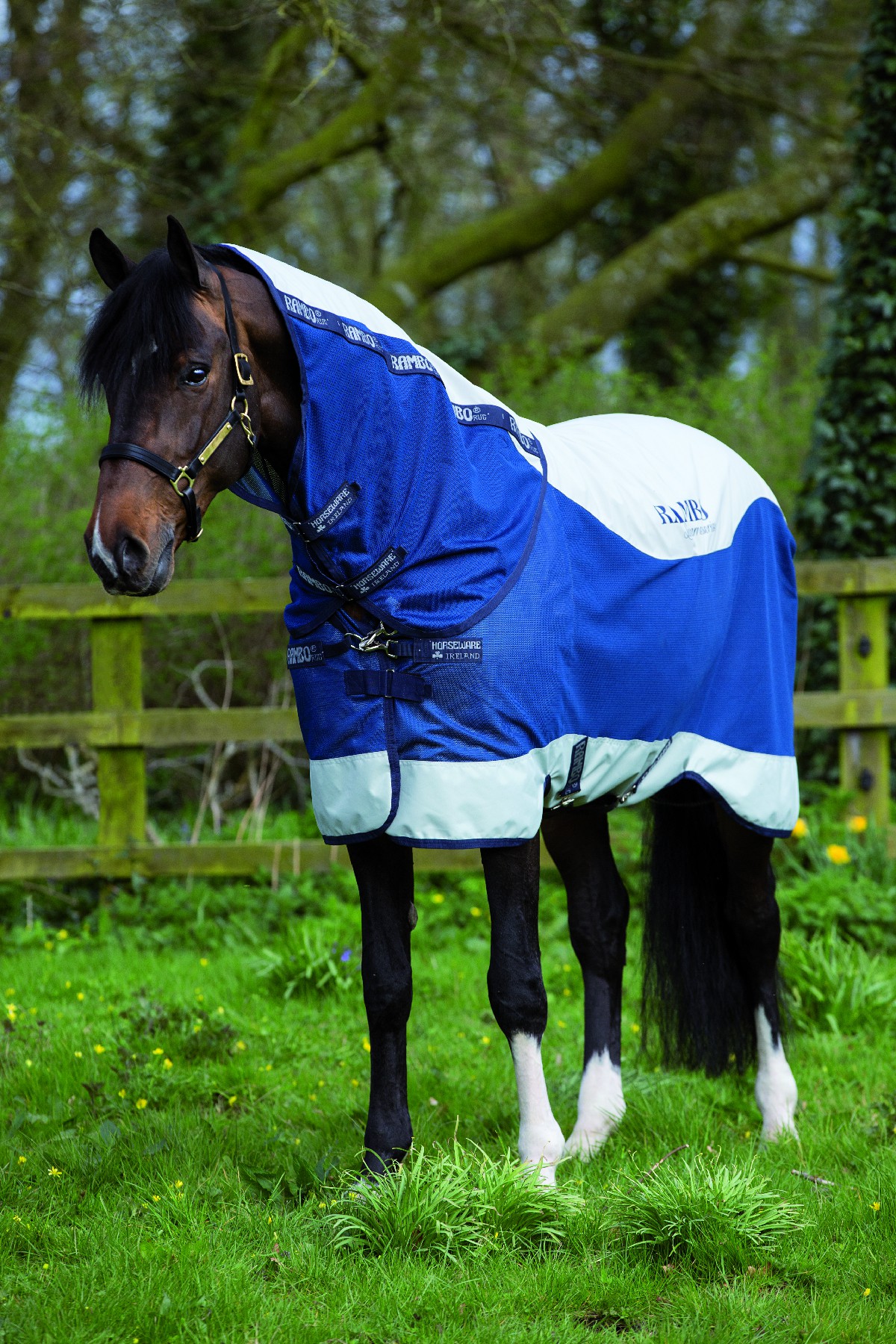 Capa Horseware Rambo Summer Series V-Front Marinho / cinza Azul