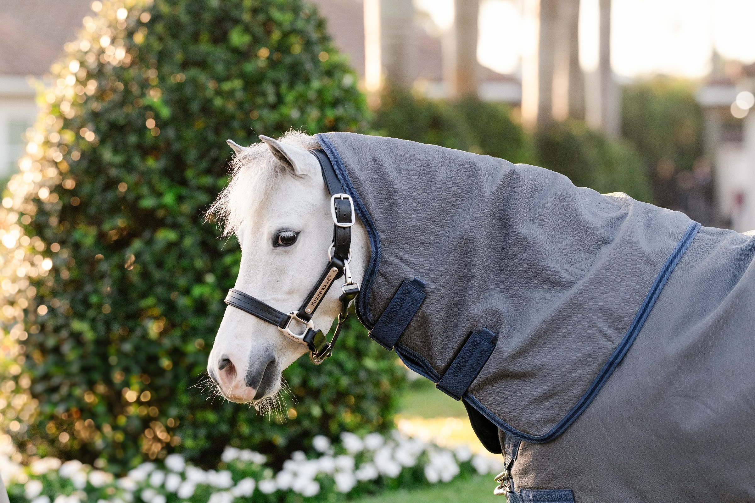 Capa Horseware Rhino Hexstop Plus Poney Turnout 100g Cinza / índigo / marinho Cinzento