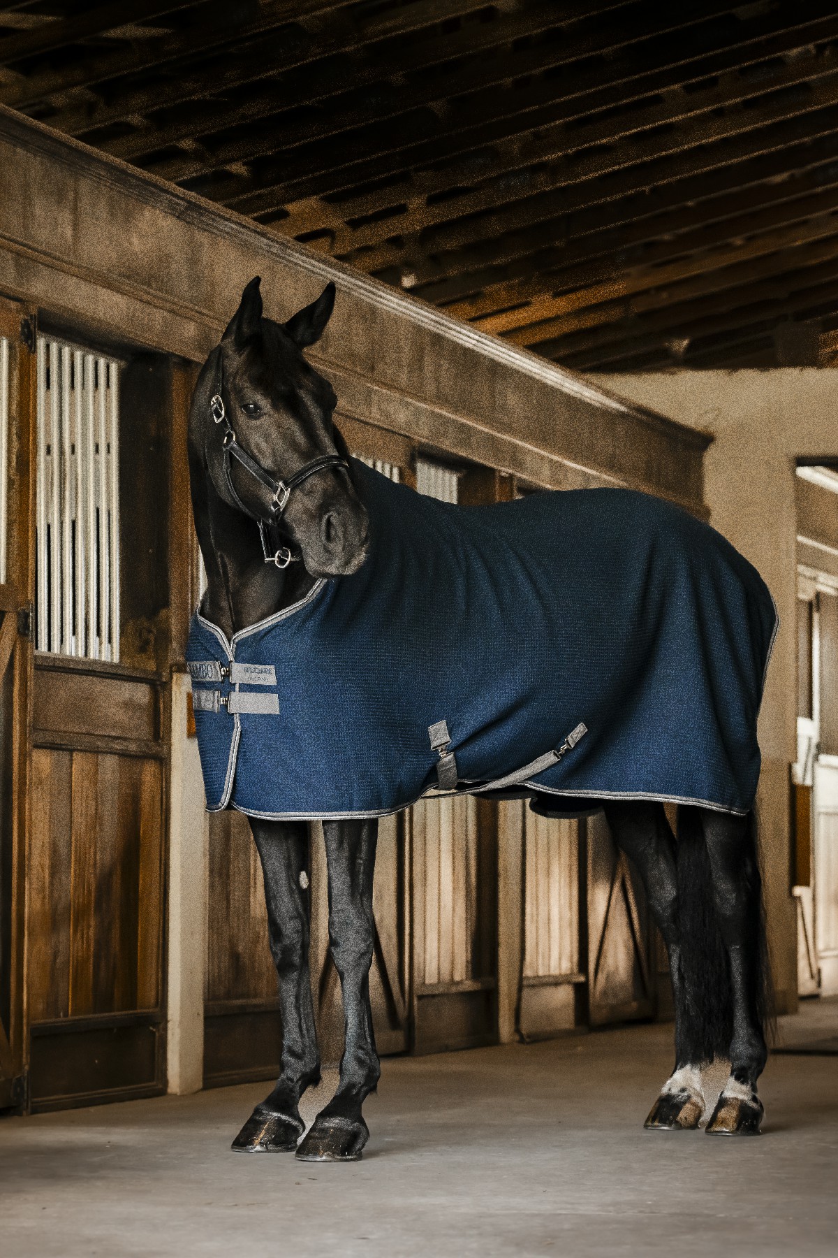 Manta secante Horseware Rambo Techni Waffle Cooler Marinho / tempestade / cinza prateado Azul-marinho