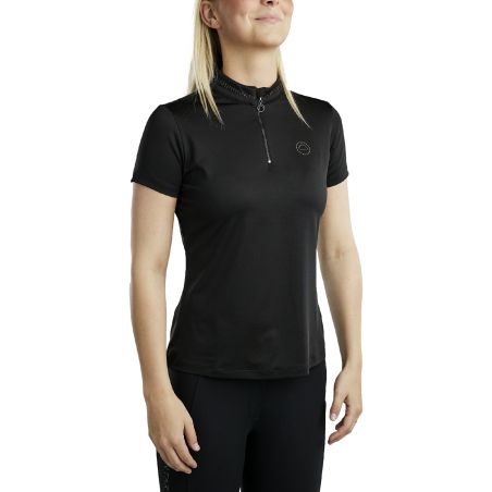 Polo de mangas curtas Montar MoBlair com cristais gun metal Junior