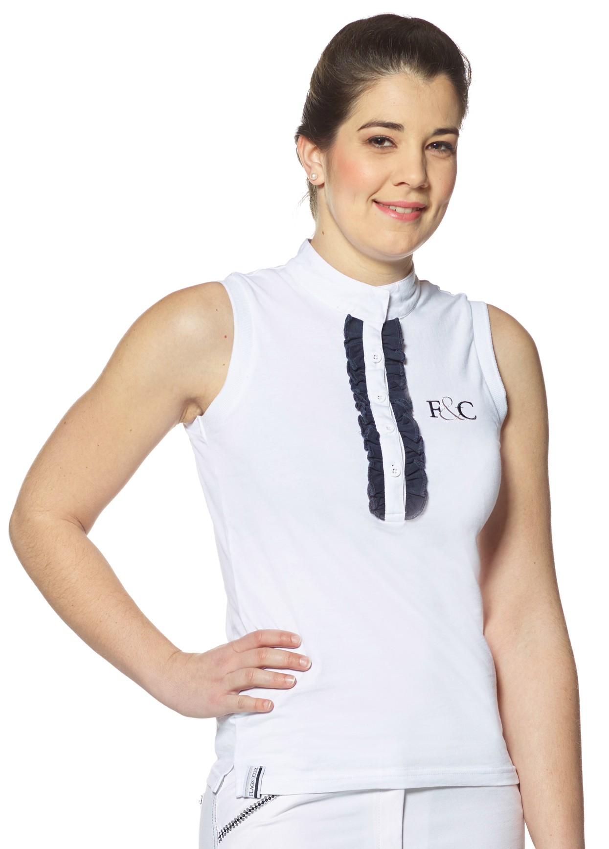 Polo Flags & Cup Cacimba sans manches Marine / blanc