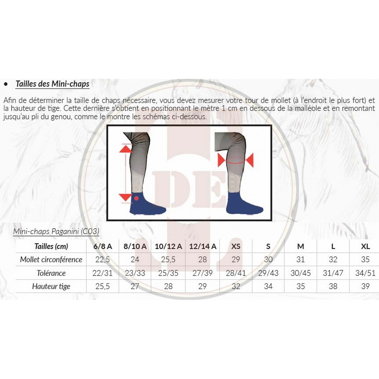 Mini chaps maille 3D Paganini T de T Marron foncé