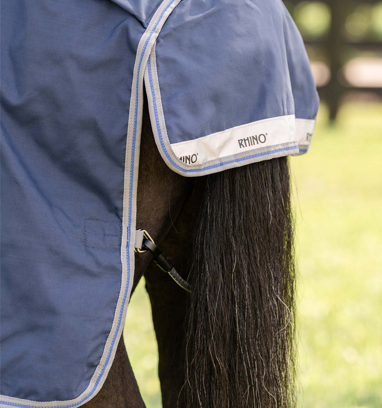 Capa Horseware Rhino Poney Turnout 250g VL Preto / cinza titânio / azul clássico