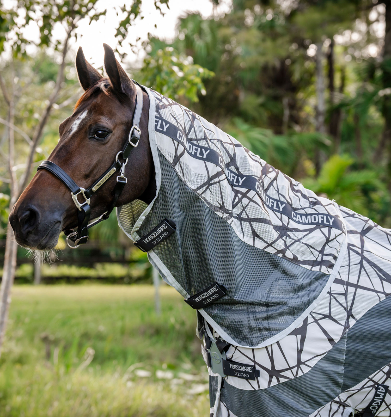 Capa antimoscas Horseware Amigo CamoFly 0g Cinza / laranja Cinzento