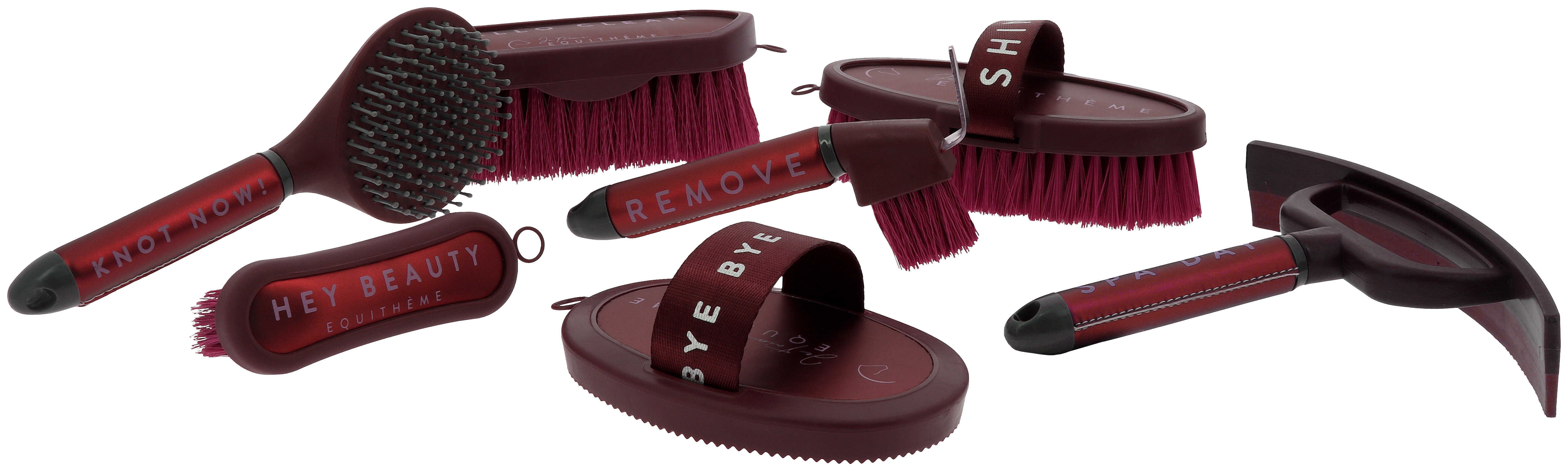 Escova macia Equithème Eu te amo Bordéus Bordô Escova macia Equithème Eu te amo Bordéus Bordô