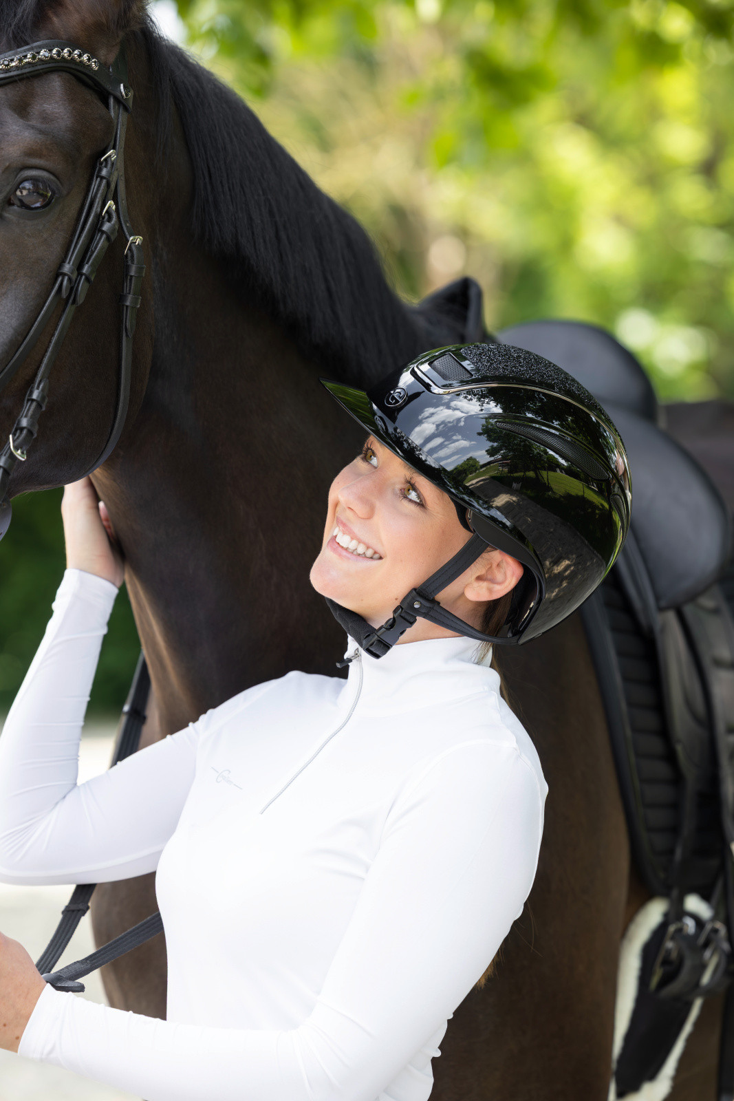 Capacete de equitação Elite Polo Covalliero Lacado preto