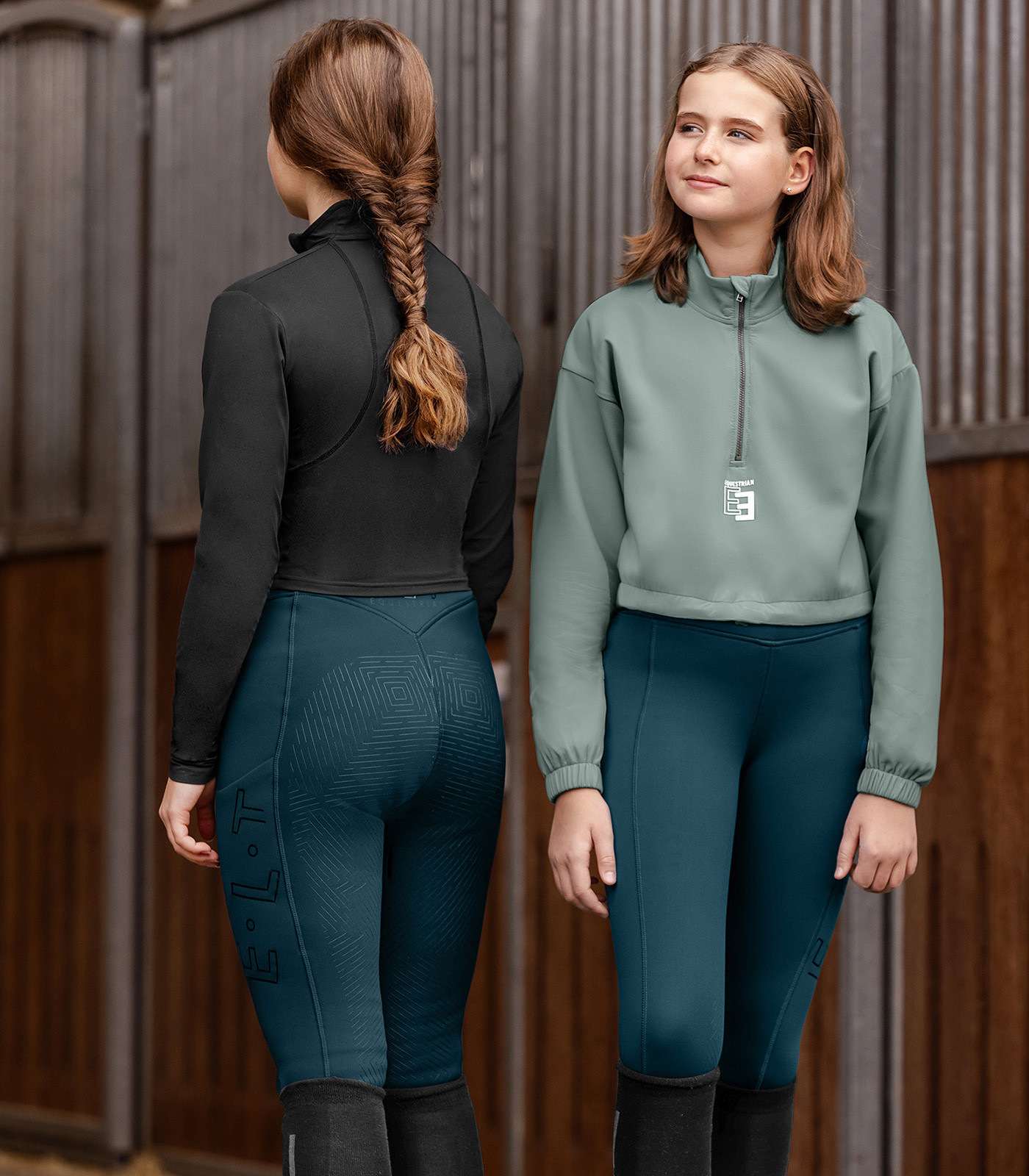 Legging de equitação térmico ELT Rica em lã polar felpuda infantil Azul petróleo Legging de equitação térmico ELT Rica em lã polar felpuda infantil Azul petróleo