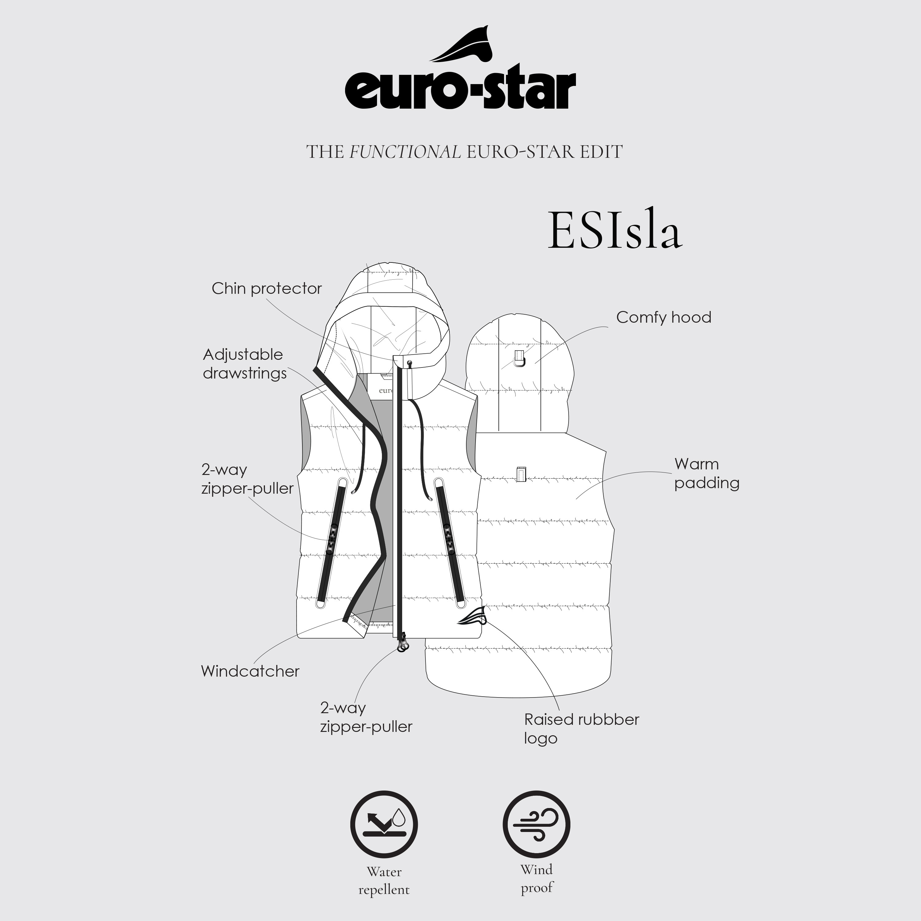 Colete acolchoado sem mangas Euro-Star Isla para mulher Marinho Azul-marinho