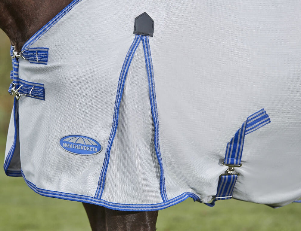 Capa anti-moscas Weatherbeeta ComFiTec Airflow II com pescoço destacável Cinza / azul / cinza