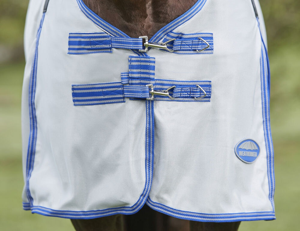 Capa anti-moscas Weatherbeeta ComFiTec Airflow II com pescoço destacável Cinza / azul / cinza