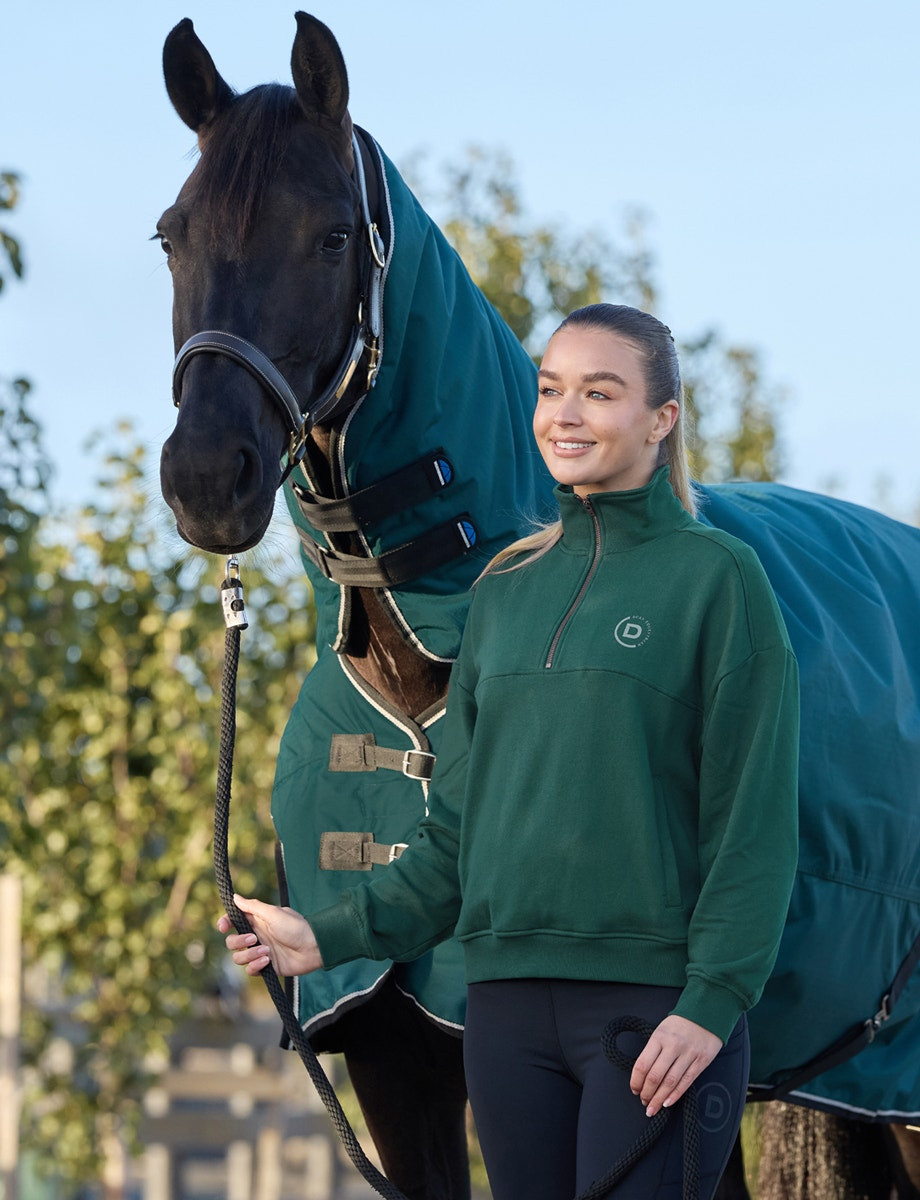 Camisola polar Dublin 1/4 zip para mulher Verde esmeralda escuro