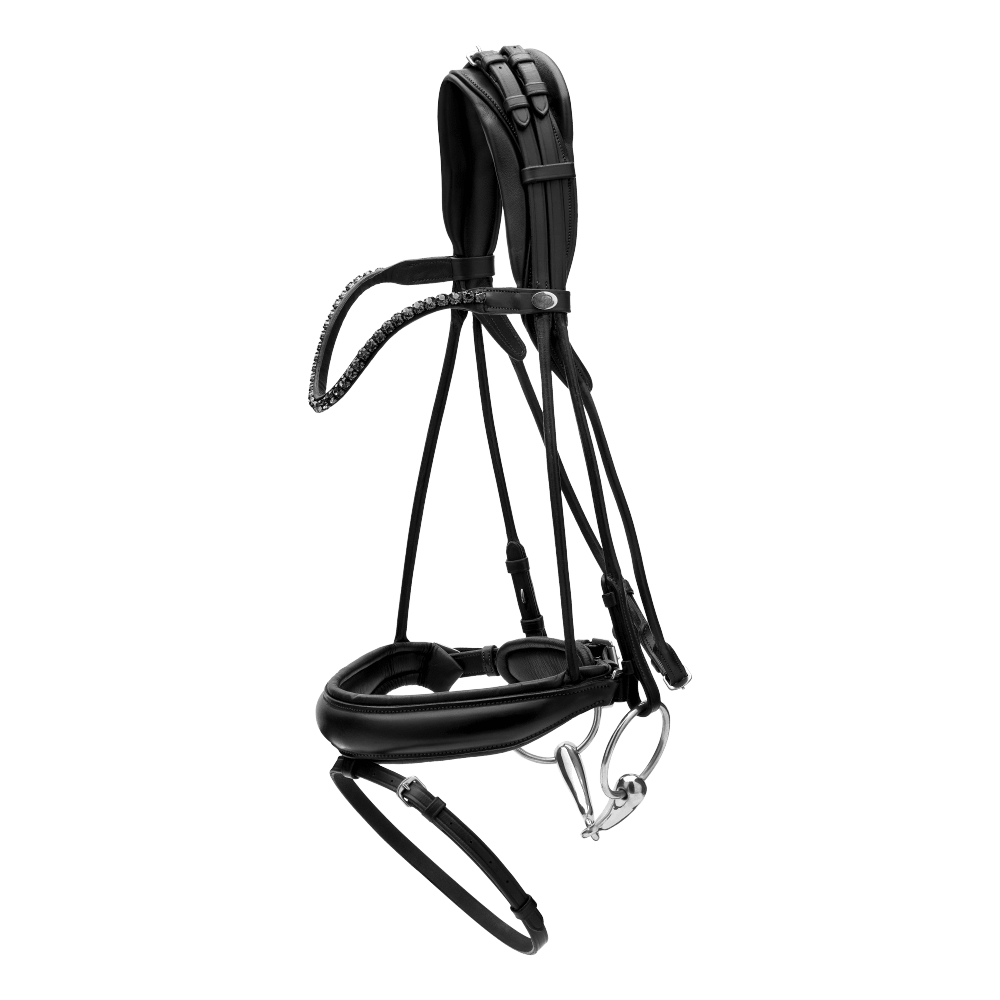 Bridão com muserola larga em couro macio Dy'on Preto Bridão com muserola larga em couro macio Dy'on Preto