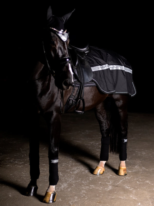 Capa de rim Equestrian Stockholm Reflective Luminous Preto brilhante