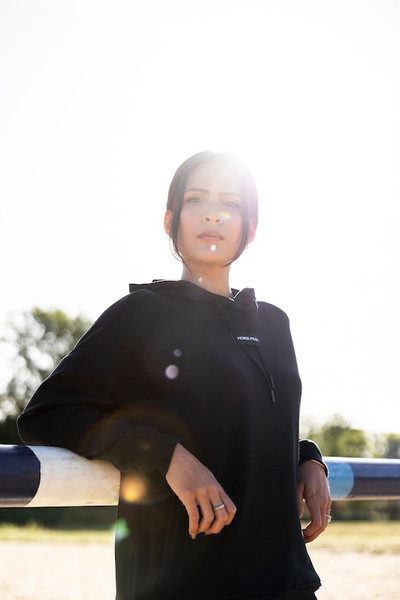 Sweatshirt de equitação com capuz Horse Pilot feminino Preto