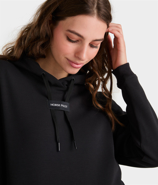 Sweatshirt de equitação com capuz Horse Pilot feminino Preto