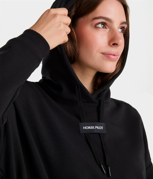 Sweatshirt de equitação com capuz Horse Pilot feminino Preto