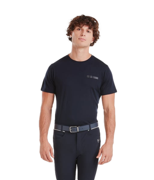 T-shirt de equitação Horse Pilot em lã merino para homem Noite escura Preto