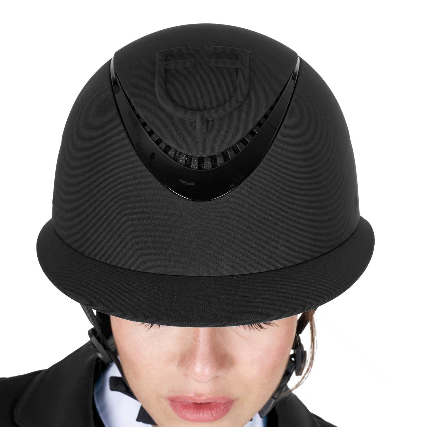 Capacete feminino com viseira larga e logotipo em relevo Equestro Preto
