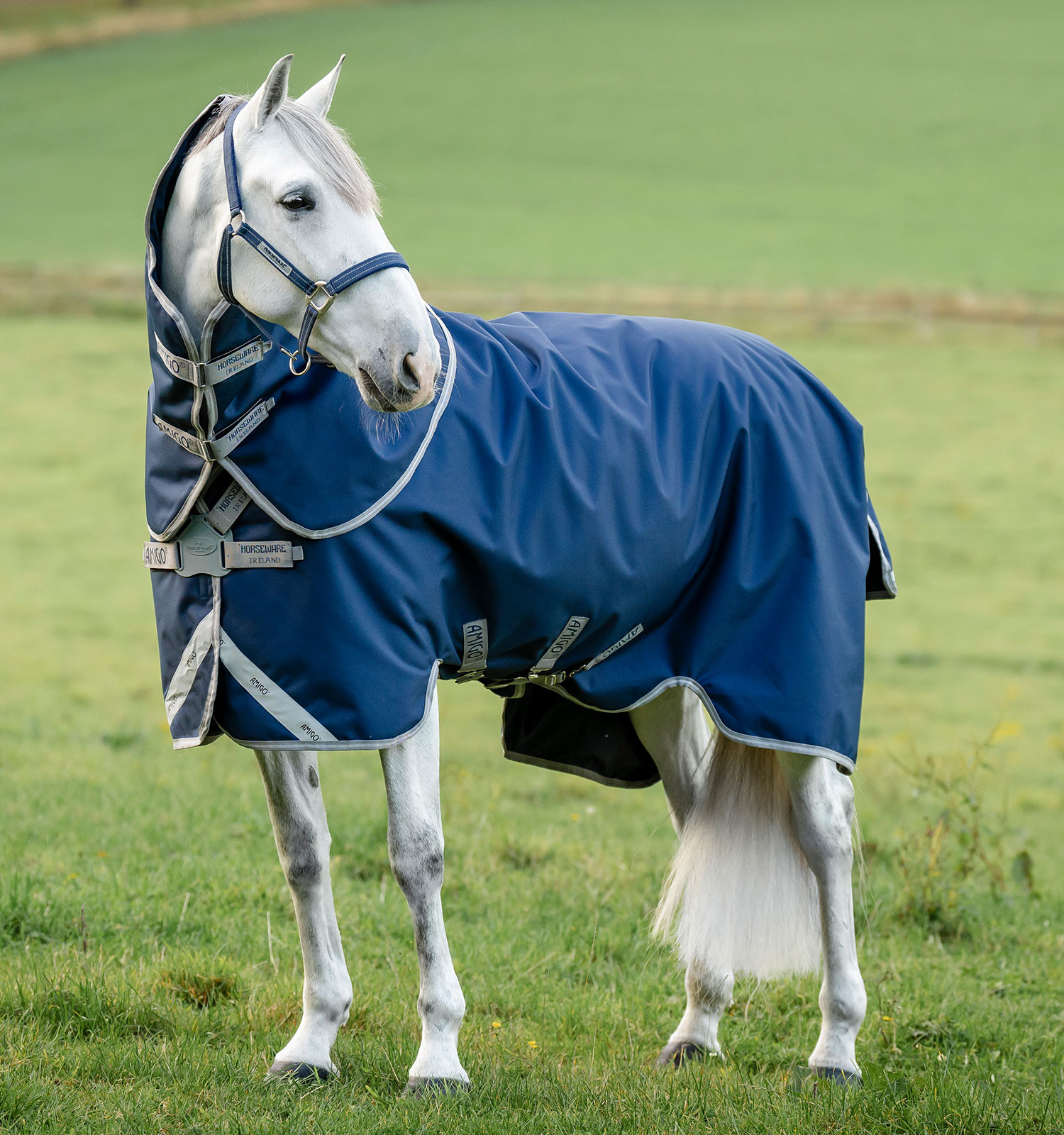 Cobertor Horseware Amigo 1200D FieldSafe Plus Turnout 50g Marinho / cinza titânio / prata Azul-marinho