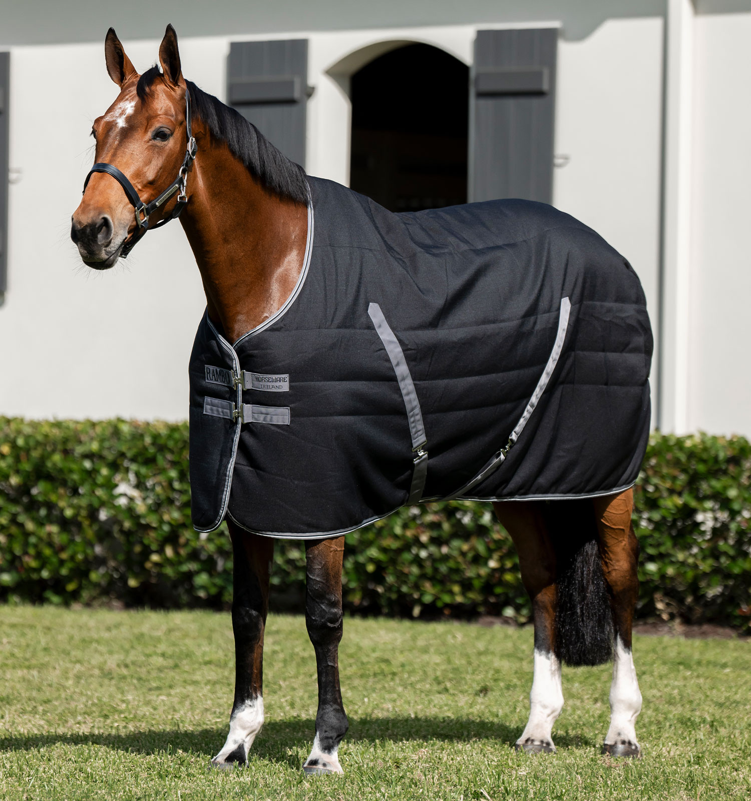 Cobertura de box Horseware Rambo 100g Preto / preto / prata