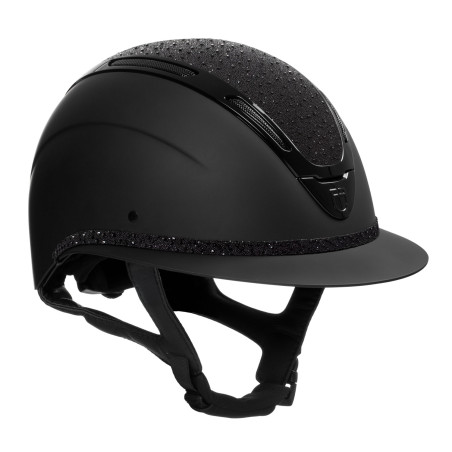 Capacete feminino Equestro Apocalypse, casco fosco com strass EN 1384-2023