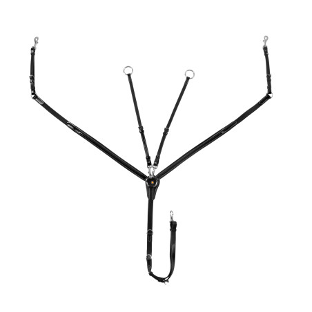 Peitoral Equestro em couro com insertos elásticos e martingale removível