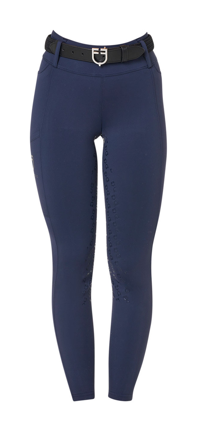 Legging feminino Equestro de cintura alta com passantes para cinto Blazer marinho Azul-marinho