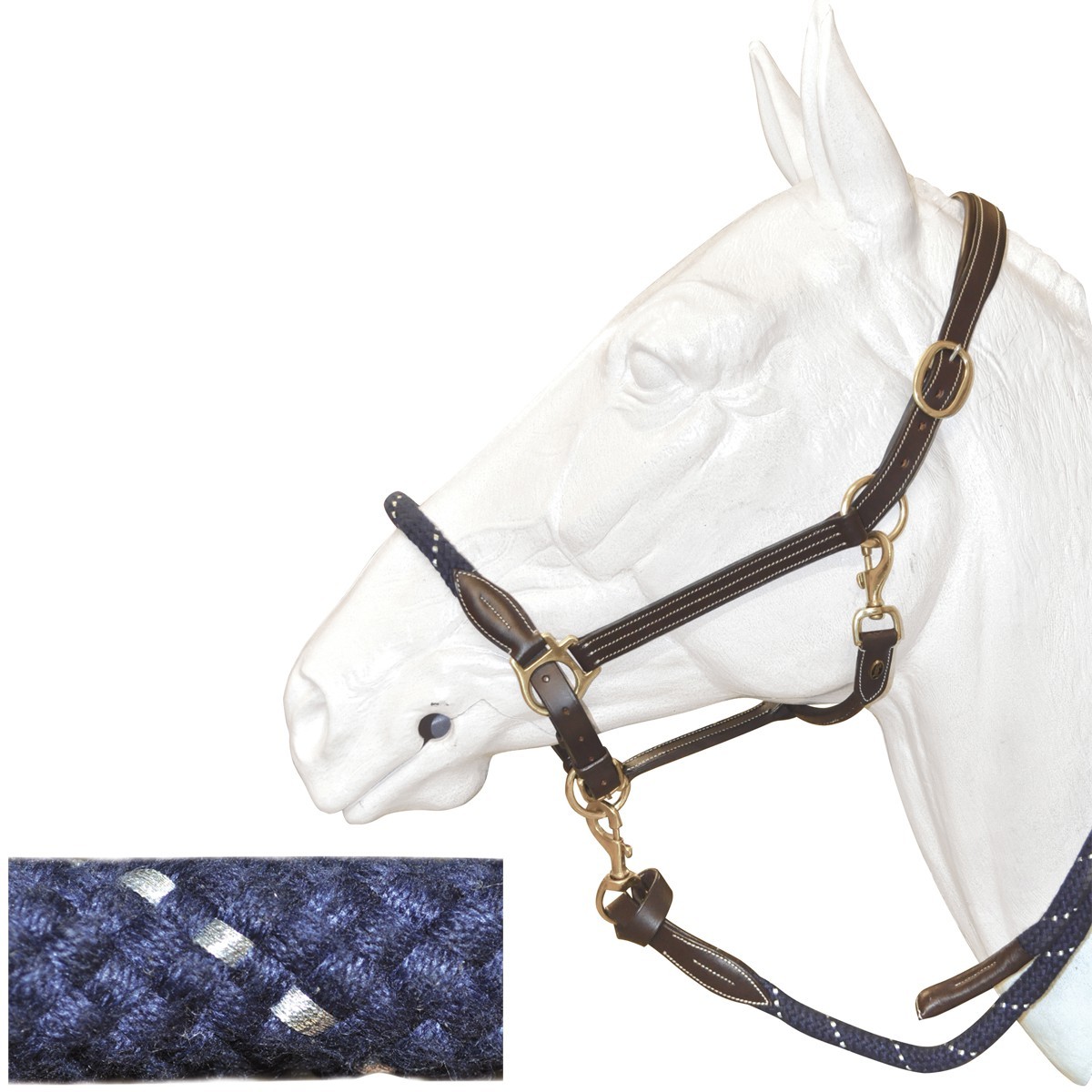 Licol corde Canter Marron / marine