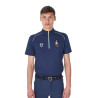 Polo de treino masculino Equestro x FISE com zíper, bandeira italiana, mangas curtas - Blazer marinho