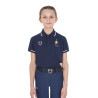 Polo infantil unissex Equestro x FISE em tecido técnico de mangas curtas - Blazer marinho