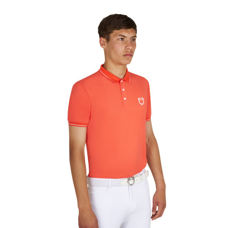Polo masculino Equestro de treino com detalhes contrastantes mangas curtas