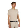 Polo masculino Equestro de treino com detalhes contrastantes mangas curtas - Oxford bronzeado / branco