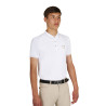 Polo masculino Equestro de treino com detalhes contrastantes mangas curtas - Branco / oxford tan