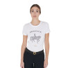 T-shirt feminino Equestro corte slim dressage com strass mangas curtas - Branco