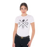 T-shirt feminino Equestro EQ de algodão de manga curta - Branco