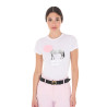 T-shirt feminino Equestro Head In The Clouds em algodão de mangas curtas - Branco