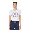 T-shirt feminino Equestro Wild Heart em algodão de mangas curtas - Branco