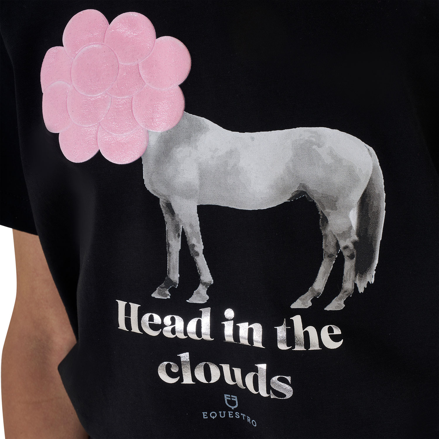 T-shirt infantil Equestro Head In The Clouds em algodão de manga curta Preto T-shirt infantil Equestro Head In The Clouds em algodão de manga curta Preto