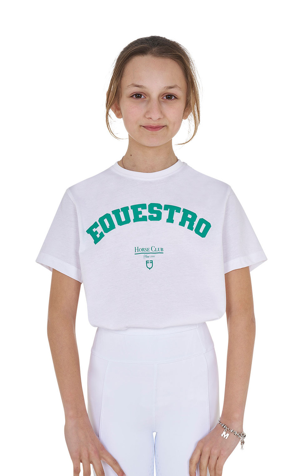 T-shirt menina Equestro Horse Club algodão mangas curtas Branco T-shirt menina Equestro Horse Club algodão mangas curtas Branco