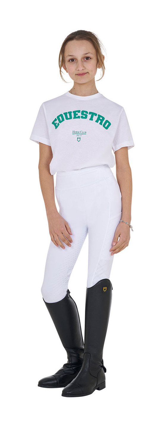 T-shirt menina Equestro Horse Club algodão mangas curtas Branco