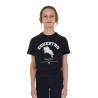 T-shirt menina Equestro Jumping Horse Club algodão mangas curtas - Preto