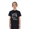 T-shirt para menina Equestro Ready To The Party em algodão com strass e mangas curtas - Preto