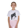 T-shirt para menina Equestro Ready To The Party em algodão com strass e mangas curtas - Branco