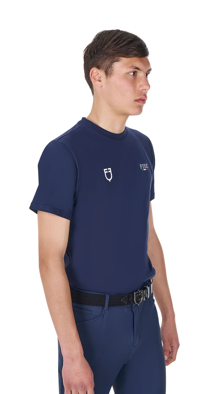 T-shirt masculino Equestro x FISE corte slim mangas curtas Blazer marinho Azul-marinho
