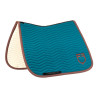 Manta de dressage Equestro acolchoada Wave em tecido técnico - Azul coral / castanho